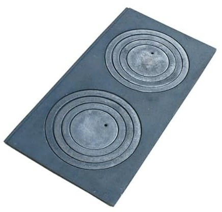 SEZAM Placa de fundición para horno con 2 agujeros, 60 x 30 cm, placa de carbón de hierro fundido gris