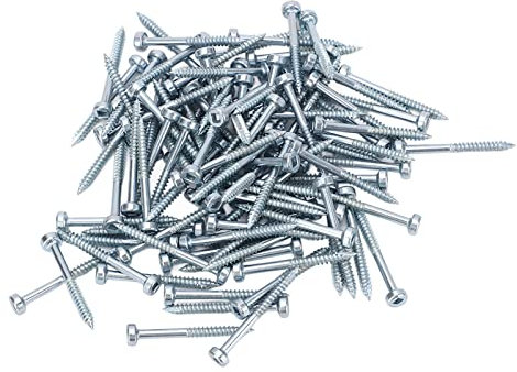 Selbstschneidendes Schraubenset mit Vierkantantrieb, 100 Stück, Holzschrauben mit Vierkantantrieb, Selbstschneidende Schraube, Verzinkter Kohlenstoffstahl, Feingewinde, 38 Mm,
