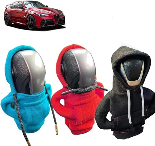 Lonnalee Schalthebel Hoodie, 3 Stück Schaltknauf Abdeckung,Schaltknauf überzug Schaltknauf Hoodie Abdeckung Car Shifter Hoodie für Auto Schalthebel Dekoration Schwarz Grau