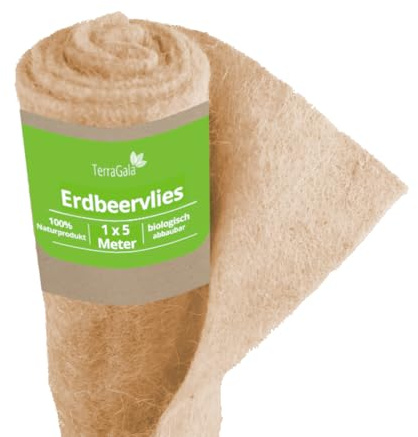 TerraGala Erdbeervlies | 1m x 5m | aus 100% Jute Naturfasern | biologisch abbaubares Jutevlies für Erdbeerbeete