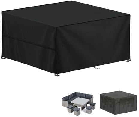 LAMUNI Abdeckung Gartenmöbel Schutzhülle für Gartentische, 150x120x90cm Loungemöbel Abdeckung wasserdichte Gartenmöbel Abdeckplane Winterfest 420D Oxford Abdeckhauben für Tische, Stühle, Sofas