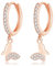 Cangall Silver Drop Hoop Earrings for Women, 925 Sterling Silver Butterfly Dangle Hoop Earrings, Hypoallergenic Small CZ Cartilage Cuff Sleeper Hoop Earrings Rose Gold with Dainty Butterfly Dangling