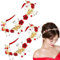 2 Stück rote Blumenkrone, Stirnband, Strass, Perlen, Diadem mit roten Rosen, Brautkrone, Kristall, rotes Stirnband, Hochzeits-Kopfschmuck, Haarschmuck für Damen