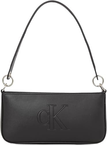 Calvin Klein Damen Schultertasche Sculpted Shoulder Pouch aus Kunstleder, Schwarz (Black), Einheitsgröße
