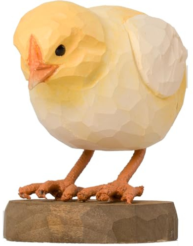 WILDLIFEGARDEN Wildlife Garden WG4478 DecoBird Pickendes Küken - Handgeschnitzter Dekorative Vogel aus Holz - Kleine Europäische Vögel