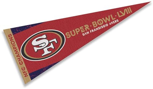 WinCraft 49ers NFC Champions und Super Bowl 2024 LVIII gebundener großer Wimpel in voller Größe
