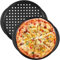 2 bandejas de pizza de 12 pulgadas, para horno, microondas, frigorífico, congelador, bandejas antiadherentes con agujeros y asas, bandeja de pizza de acero al carbono para horno, microondas,