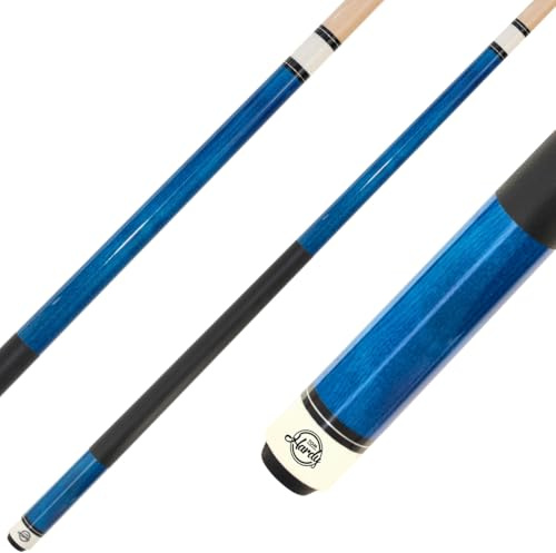 Hardy Pool Billard Queue Uni Serie, 2 teilige Billardqueues mit Griffband aus Kunstleder, Cue Länge 147cm, 12,5 mm Mehrschicht Profi Klebeleder, Edelstahl Schnellverschluss, rot, blau, grau, schwarz