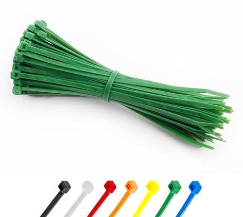 Small Green Cable Ties 100mm (4), 2.5mm | Pack of 100 | Garden Nylon Zip Ties, Self-Locking | Outdoor Plants, Garden & Greenhouse Use - Abacus Range