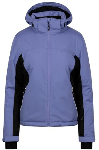 Trespass Doris Damen Skijacke - Gepolsterte, Abnehmbare Kapuze, Wasserabweisender Reißverschluss, Kontraststreifen, Skipasstasche, Schneefang, Belüftung, Verstellbare Ärmelbündchen, Baja Blue, 48