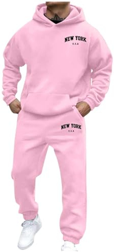 Tracksuit Mens Full Set Long Sleeve Hooded Sweatshirt and Sweatpants Set Hoodie Joggers Sets 2 Piece Fashion Sweatsuits for Men Sport Set Sweatpants and Sweatshirt Christmas
