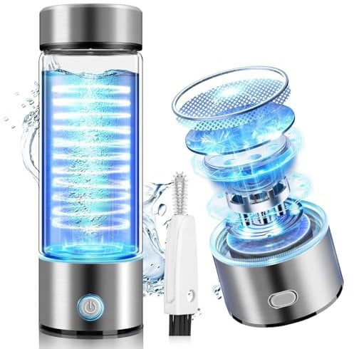 IUHFSIFS Neu Wasserstoff Wasserflasche【NO.1 Doppelter Wasserstoffgehalt】【SGS Zertifizierung - 3000PPB】Hydrogen Water Bottle Mit TOP SPE PEM-Technik, Wasseraufbereitung in 3 Minuten 420ML