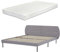 [en.casa] Bett Porvoo mit Matratze 160 x 200 cm Doppelbett Bettgestell mit Kopfteil Bezug aus Textil Holzbett max. 220 kg Polsterbett mit Lattenrost Grau