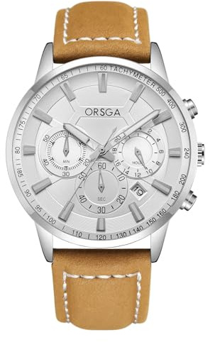 CIVO Herren Uhr Chronograph Armbanduhr: Lederarmband Braun Analog Herrenuhr - Wasserdicht Quarz Datum Uhren für Männer - Elegante Geschenke