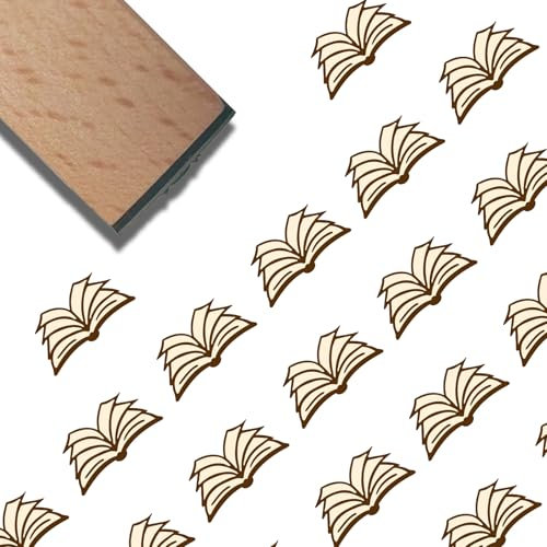 craspire Mini Holzstempel 3/5 Zoll Bücher Süßes Muster Kleine Holzstempel Vintage Wiederverwendbarer Druck Für Buchliebhaber DIY Bastelkarte Scrapbooking Journaling Alben Kartenherstellung Planer