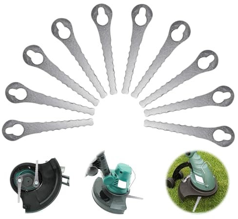 HYran Rasentrimmer Ersatzmesser Metall, 10 Stück Replacement Blades for Trimmer, Metallmesser für Rasentrimmer, Rasentrimmer Klingen Metall, Rasenmäherklinge Ersetzen (Fine Saw)