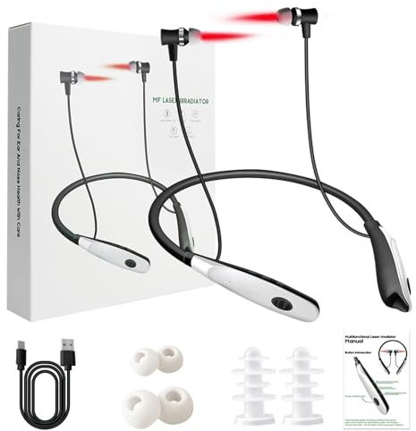 Dispositivo a luce rossa, Irradiatore a sospensione del collo, Tappi per le orecchie ricaricabili da 7,8 pollici, Apparecchiatura di per l'acufene, Irradiazione del canale uditivo, Usura