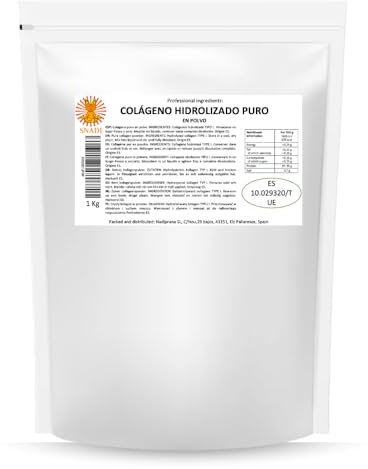 Snadi Collagene Puro Polvere | 1 kg | Senza Sapore, 100% Proteina | Peptidi di Collagene Tipo I di Dissoluzione Istantanea, 100 Dosi | Salute articolazioni, ossa, pelle, capelli e unghie