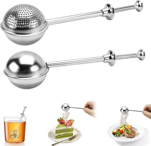 WPPQWP 2 PCS Teesieb für Losen Tee, 304 Edelstahl Tea Strainer, Teleskopstiel Teeei, Tee Sieb, Teezange, Tea Infuser, Siebe für Mehl, Gewürze, Kakaopulver, Leicht zu Reinigen
