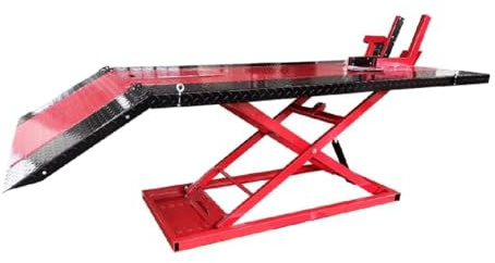 KATRAX Motorcycle Lift Jack Table, 1500 lbs Capacity Hydraulic Pump with Side Extension, Pedal Operation KT-Moto150