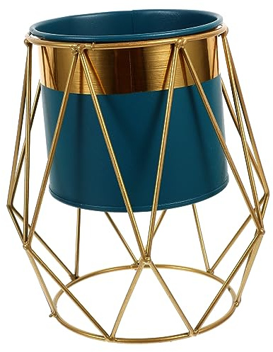 HEMOTON Pot de Fleurs Nordique Porte-Fer Élégant Couleur Aléatoire en Acier Inoxydable Bleu, Support Robuste pour Succulentes et Petites Fleurs, pour Jardin et Allée