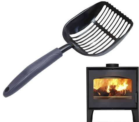 Fireplace Shovel Tool, Metal Ash Sifter, 13.77in Heat Resistant Accessory, Portable Rustproof Build, Portable Grilling Companion for Outdoor Fire Pit Cleaning, Wood Maintenance