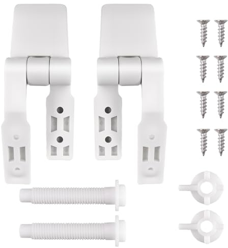 INJOYTEC White Plastic Toilet Seat Hinges Replacement Toilet Seat Hinges with Bolts Screw and Nuts