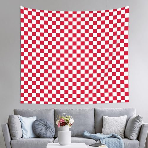 YFSGDLBN Rot-weißer bedruckter Wandteppich, 152,4 x 129,5 cm, Wandbehang, ästhetischer Wandteppich