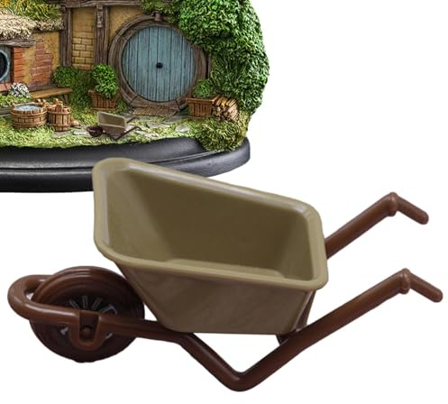 Toy Wheelbarrow Figure - Miniature Tools, Mini Cart Models Simulation Wheelbarrow Garden Trolley for Flower Pot Toy Wheelbarrow Figure is Lightweight