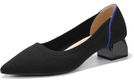 Uonpie Scarpe da Donna con Tacco a Blocco Closed Toe Senza Chiusura Sera Eleganti e comode Pumps