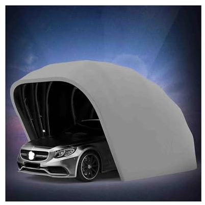 Garage résistant aux intempéries, semi-automatique, pliable, résistant à l'exposition de la voiture, abri durable avec fermeture, 5,5 m (argent)