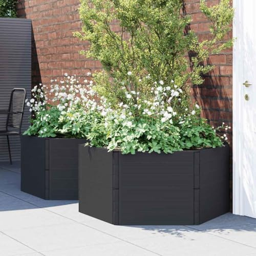 Pflanzkübel 2 STK. Anthrazit PP, Modulares Hochbeet für Garten, Stapelbares Design, Robuste Outdoor Pflanzgefäße, Ideal für Gemüse, Kräuter, Blumen, Gartenarbeit