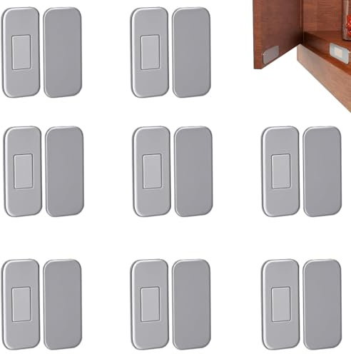 8 PCS Door Magnets for Internal Doors, Quiet Cabinet Door Catches, Installation Cabinet Door, Invisible Drawer for Kitchen Closet Wardrobe Sliding Doors