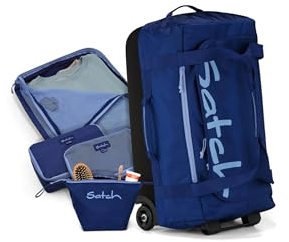 Satch Quest Reisetasche Set Jet Blue - Blau | Komfortabel und robust mit Tragegriffen und Rollen für einen einfachen und bequemen Transport auf Reisen