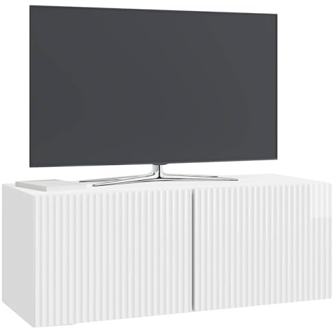 vidaXL Wandmontierter TV-Schrank Hochglanz Weiß 78,5 x 31 x 30 cm, Wohnzimmer, Moderne Entertainment-Wand, rechteckige TV-Konsole, stylischer Stauraum, hängender Schrank
