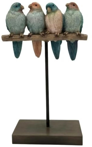 Comfy Hour Farmhouse Collection 25,4 cm Polyresin Vier Vögel Spatzen sammeln sich auf Ständer Tischdeko