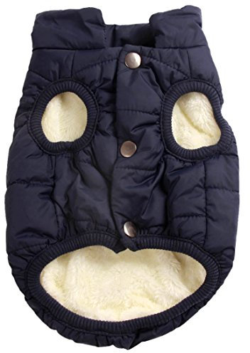 JoyDaog 2 Layers Fleece Lined Warm Dog Jacket for Puppy Winter Cold Weather,Soft Windproof Small Dog Coat,Blue XS