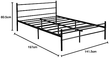 DORAFAIR Doppelbett Metallbett Metall Rahmen Bett Jugendbett Metall Bettgestell Bett Sofa mit Lattenrost für Kinderzimmer Gästezimmer Schlafzimmer Schulen Bett In Schwarz 140 x 190cm