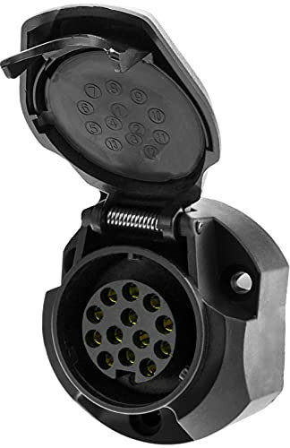 BeMatik - Base de Enchufe vehículos de 13 Polos + 1 Polo 13P+1 Hembra para conexión de remolques y caravanas