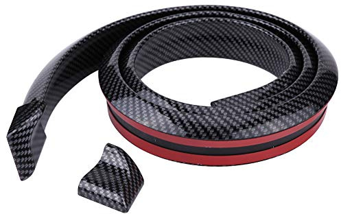 Hinterer Kofferraumspoiler 1.5m / 4.9ft Kohlefaser Weichgummi Auto Dachkofferraumspoiler Flügellippen Aufkleber(Schwarz)