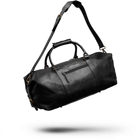 Goldsman Reisetasche Weekender Vollnarben-Leder schwarz, braun für Wochenendtrips als Handgepäck, Weekender:schwarz