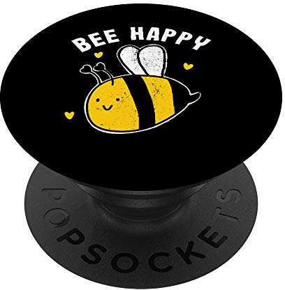 Bee Happy Funny Bumblebee Liebhaber Vintage T-Shirt - PopSockets Ausziehbarer Sockel und Griff für Smartphones und Tablets