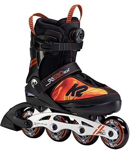 K2 Skates Jungen Inline Skates SK8 Hero BOA ALU, Black - orange, 30F0118.1.1.M