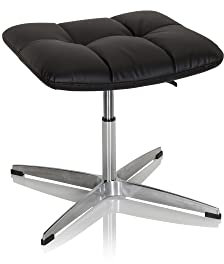 hjh OFFICE 671007 Retro Hocker SARANTO PU Schwarz Home-Office Sitzhocker Polsterhocker, höhenverstellbar