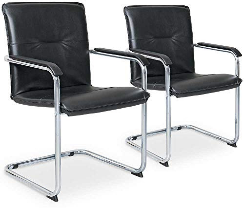 BRB 2X Freischwinger Besuchersessel, schwarz, Lederlook