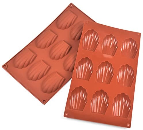 Fangehong 2 Stk Madeleine Backformen, Silikon Backform für Madeleine, 9 Tassen Antihaft Madeleine Backblech, Madeleines Formfür Kuchen Backen, Schokolade, Süßigkeiten, Kekse, Eiswürfelschale