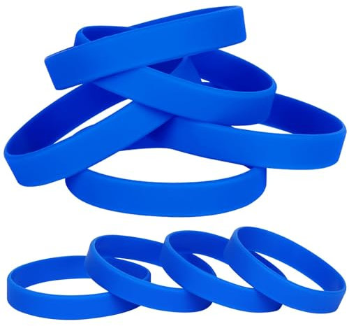 LVNRIDS Bracelets élastiques en silicone, 25 PCS Bracelets en caoutchouc de ensembles de fête pour Homme Femme Bleu