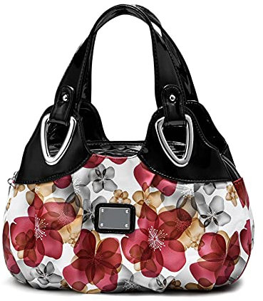 DIRRONA Elegant Damen Handtasche Schultertasche Groß Kapazität Tragetasche Leicht Reise Taschen Wasserdicht PU Leder Frauen Umhängetasche Blumentasche Rotes D