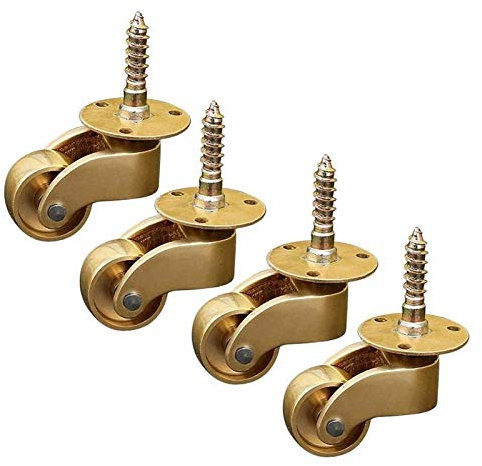 4-Teilige MöBelrollen,4 Vintage Messingrollen, Möbelrolle Lenkrollen Aus Poliertem Messing Schwenkrollen, Leise Und Verschleißfest, Für Klavierbeine, Sofas, Möbel(Size:2.24in)