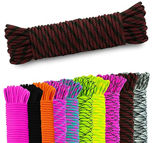 NEU AMZoutdoor® 4mm Paracord 550 Schnur | Paracord Schnur | 7 Kernstränge | Outdoor Ausrüstung | Outdoor Camping (10 Meter,Rotb-Schw)